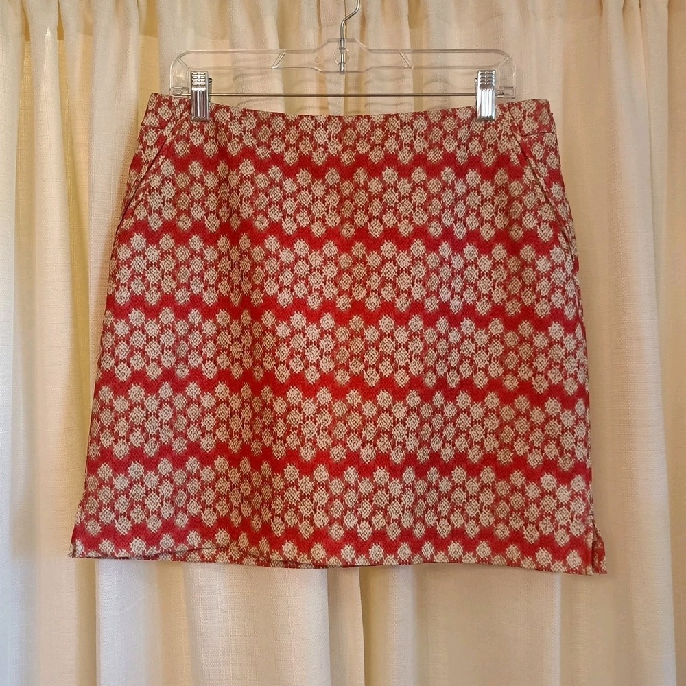 EP Pro Womens Golf Sz 8 Apparel Skort Orange Tan Geometric Pockets Active Wear